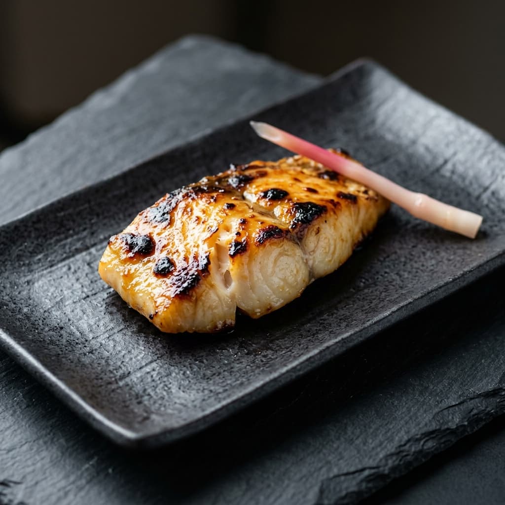 銀鱈の西京焼き はじかみ添え